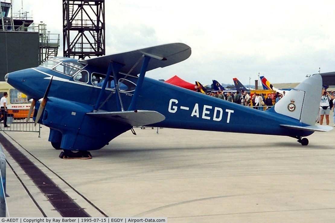 G-AEDT, 1936 De Havilland DH-90A Dragonfly C/N 7508, De Havilland DH.90 Dragonfly [7508] RNAS Yeovilton~G 15/07/1995