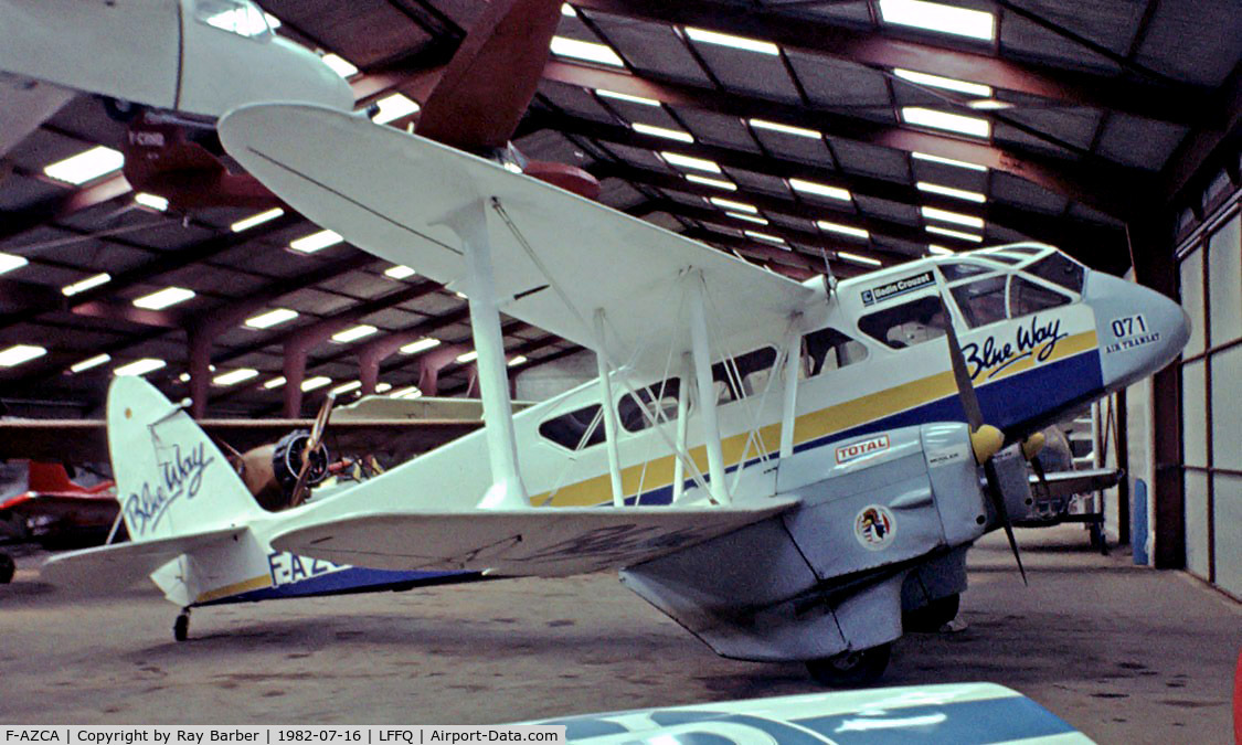 F-AZCA, 1940 De Havilland DH-89A Dominie/Dragon Rapide C/N 6541, De Havilland DH.89A Dragon Rapide [6541] La Ferte Alais~F 16/07/1982. Image taken from a slide.