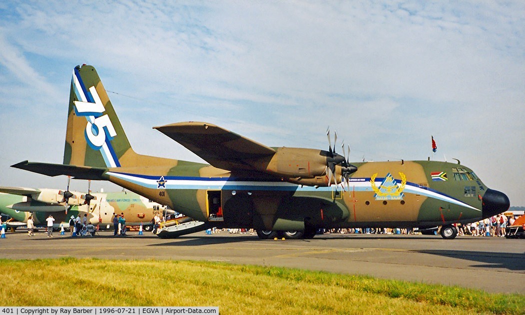 401, 1963 Lockheed C-130B Hercules C/N 282-3724, Lockheed C-130B Hercules [3724] (South African AF) RAF Fairford~G 21/07/1996