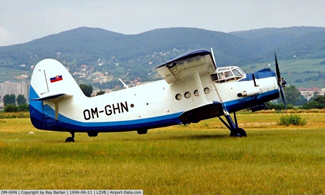 OM-GHN, Antonov An-2TD C/N 1G168-02, Antonov An-2T [1G168-02] Vajnory~OM 21/06/1996. This airfield is now closed.