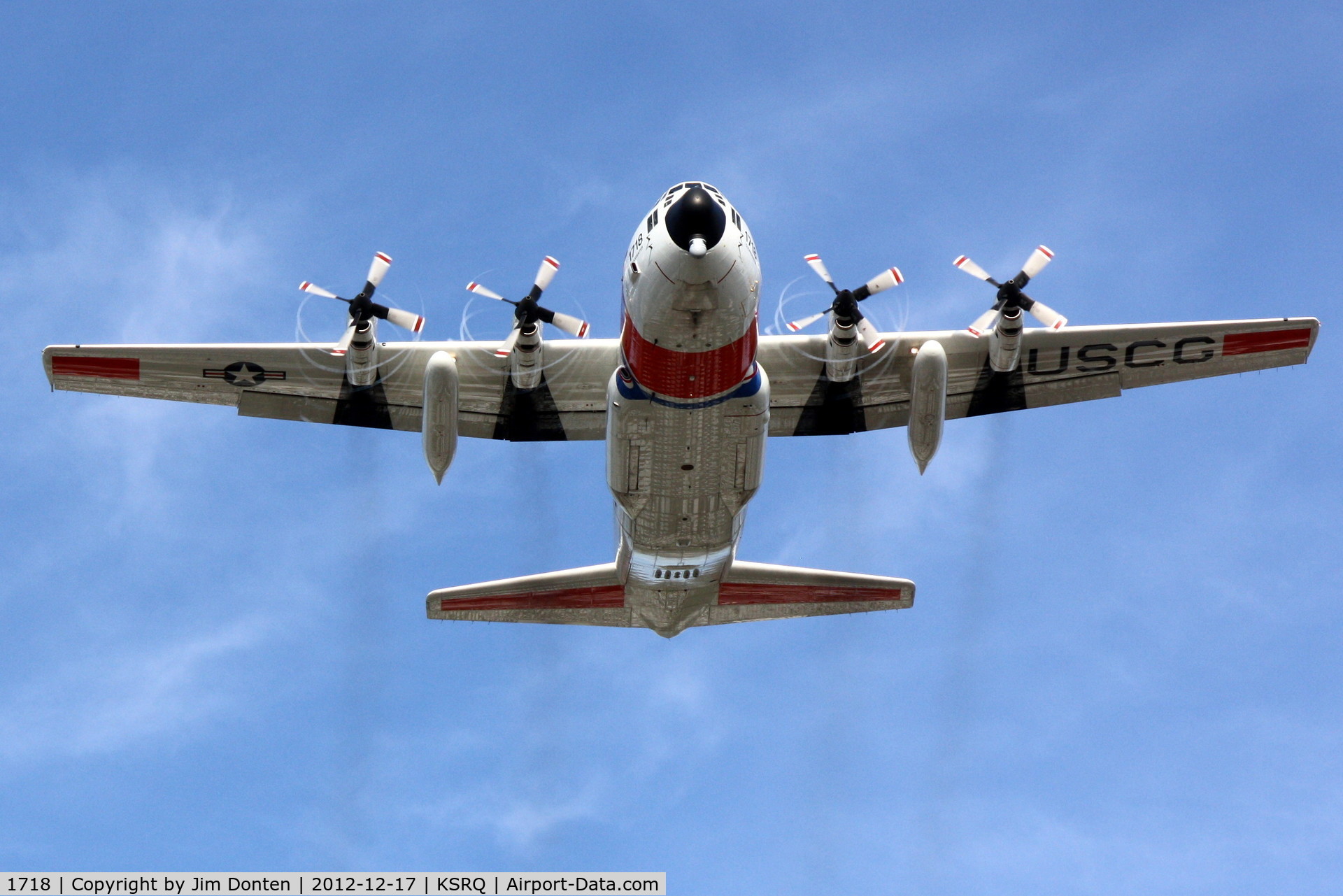 1718, 1986 Lockheed C-130H Hercules C/N 382-5106, USCG Clearwater 1718 departs Sarasota-Bradenton International Airport