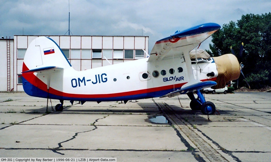 OM-JIG, 1980 Antonov An-2R C/N 1G186-21, Antonov An-2R [1G186-21] (Slov Air) Bratislava~OM 21/06/1996
