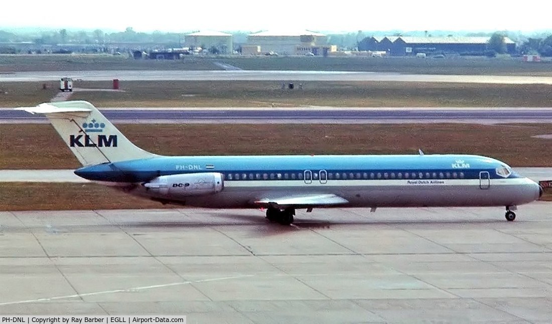 PH-DNL, 1968 Douglas DC-9-32 C/N 47190, McDonnell Douglas DC-9-32 [47190] (KLM Royal Dutch Airlines) Heathrow~G 1975. Image taken from a slide.