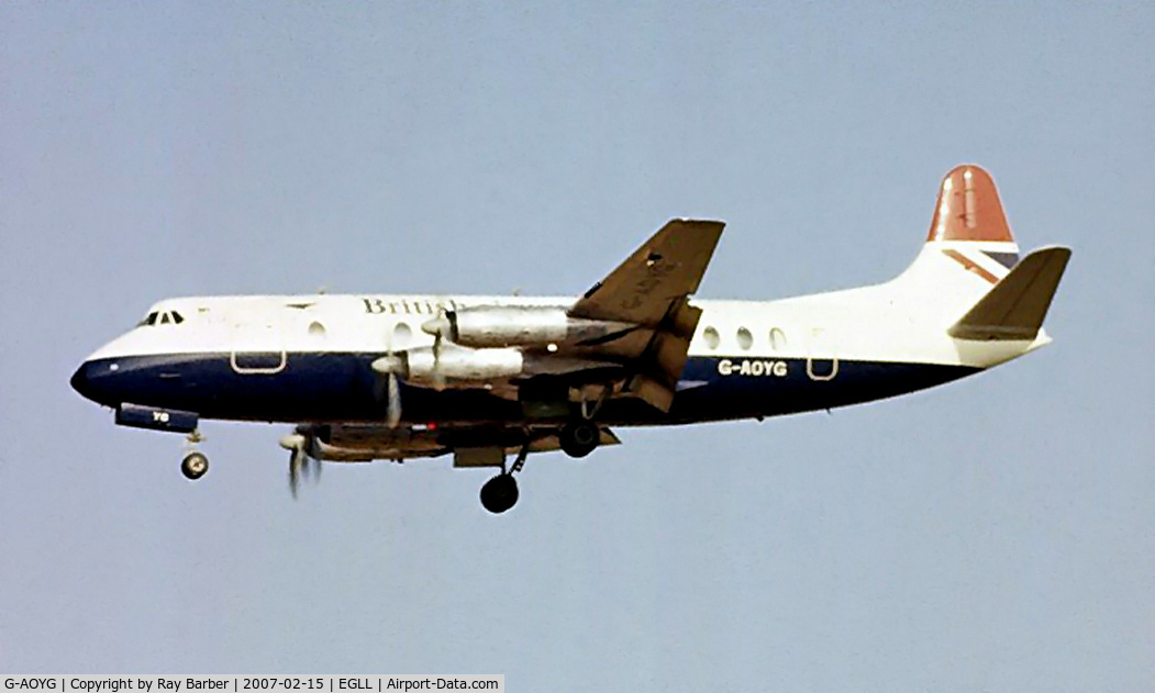 G-AOYG, 1957 Vickers Viscount 806 C/N 256, Vickers 806 Viscount [256] (British Airways) Heathrow~G 1978. Image taken from a slide.