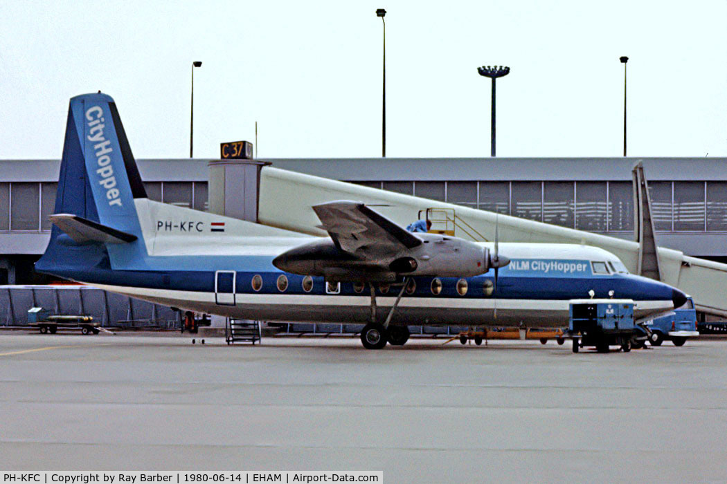 PH-KFC, 1962 Fokker F.27-200 Friendship C/N 10200, Fokker F-27 Friendship 200 [10200] (NLM CityHopper) Schiphol~PH 14/06/1980. Later scheme. Image taken from a slide.