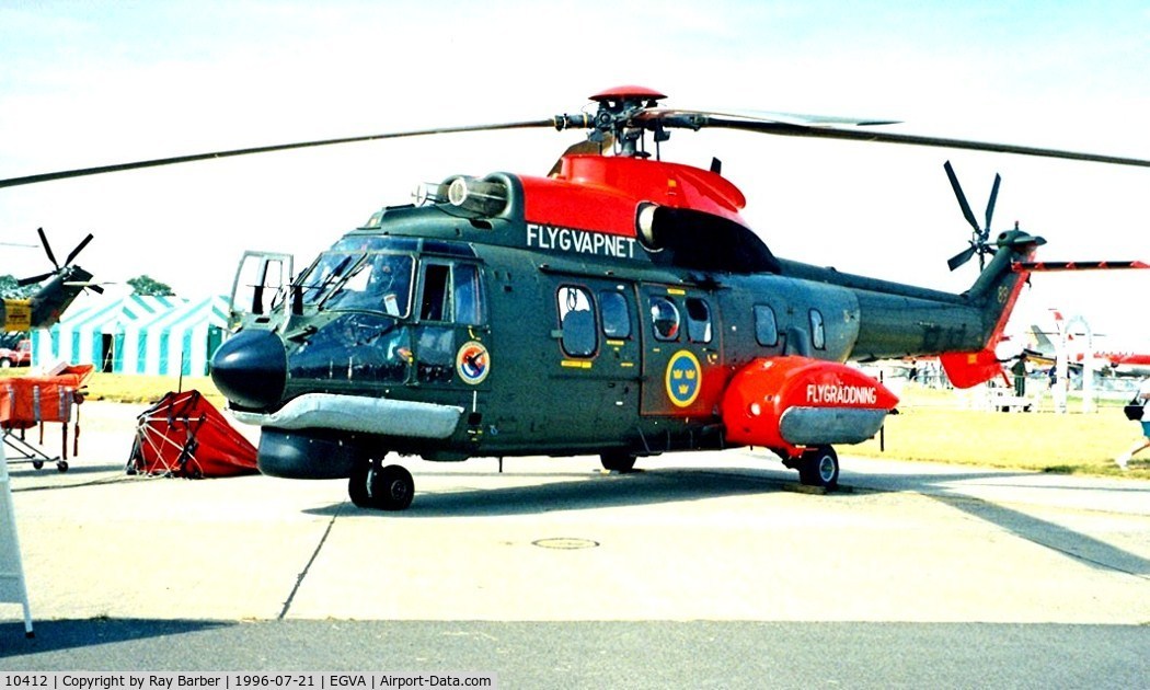 10412, Aérospatiale Hkp.10 Super Puma (AS-332M1) C/N 2412, Aerospatiale AS.332L1 Super Puma [2412] (Swedish AF) RAF Fairford~G 21/07/1996