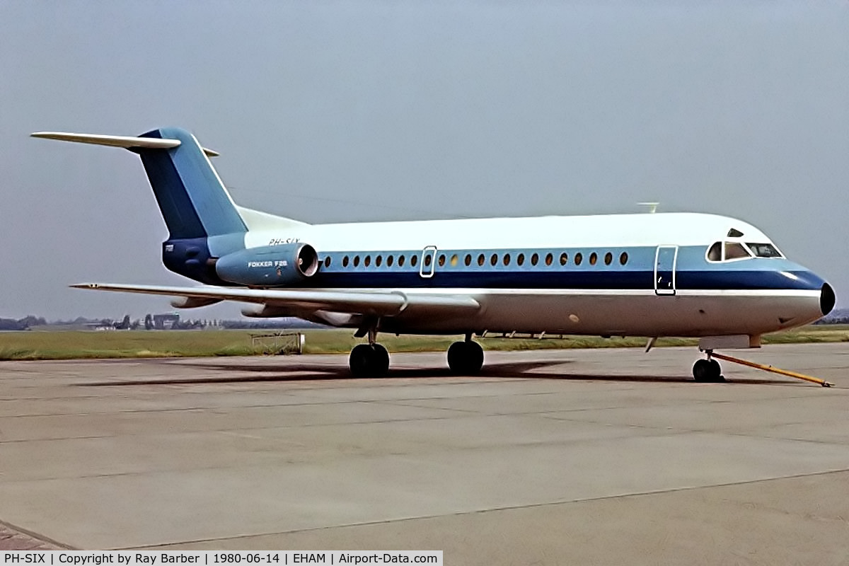 PH-SIX, 1975 Fokker F-28-4000 Fellowship C/N 11092, Fokker F-28-4000 Fellowship [11092] (NLM CiyHopper) Amsterdam-Schiphol~PH 14/06/1980. Image taken from a slide.