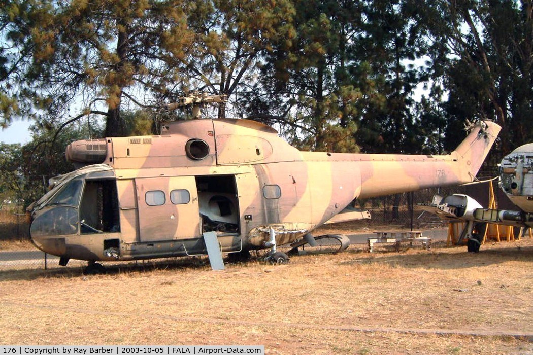 176, Aerospatiale SA-330H Puma C/N 1473, Aerospatiale SA.330H Puma [1144] (South African AF) Lanseria~ZS 05/10/2003. Seen here now privately owned and stored at Thunder City World of Power Cape Town.