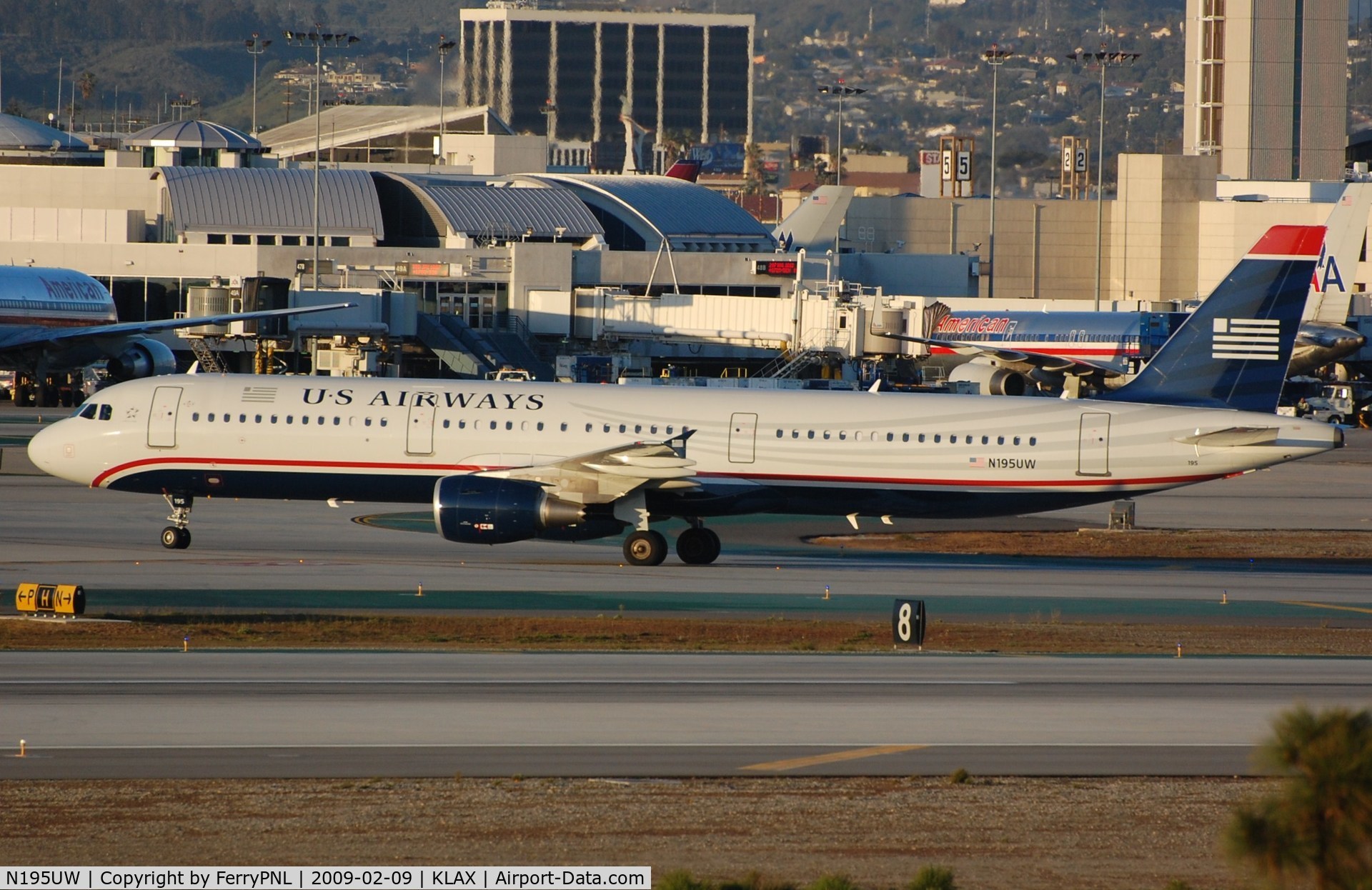 N195UW, 2008 Airbus A321-211 C/N 3633, US A321 just landed in LAX