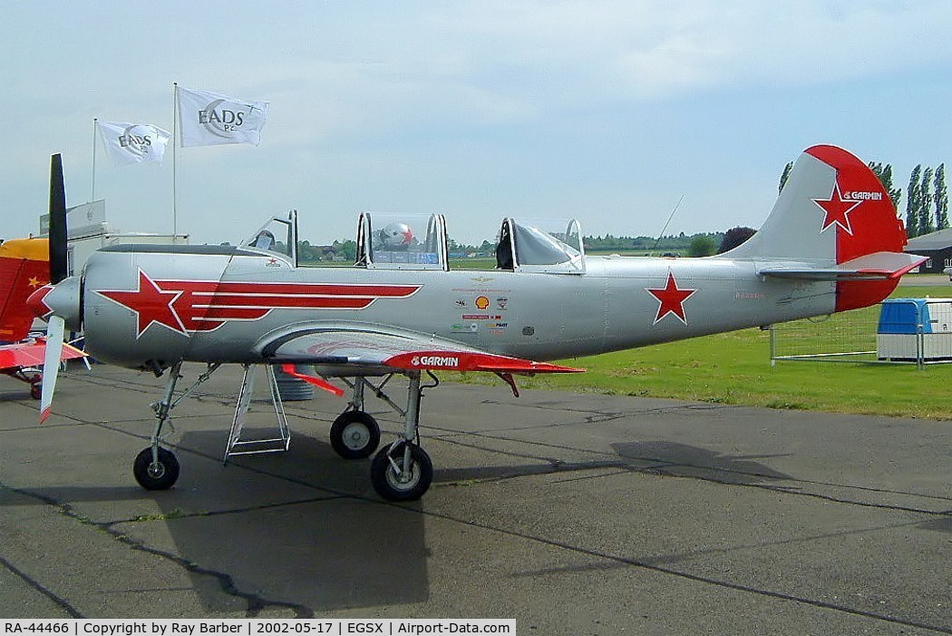 RA-44466, 1985 Bacau Yak-52 C/N 855905, Yakovlev Yak-52 [855905] North Weald~G 17/05/2002