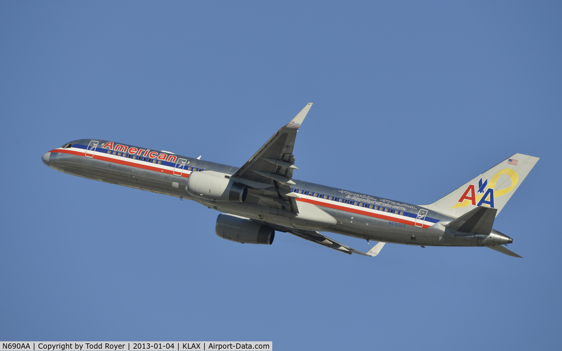 N690AA, 1993 Boeing 757-223 C/N 25696, Departing LAX