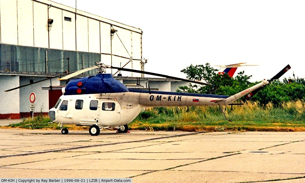 OM-KIH, Mil Mi-2 Hoplite C/N 526640050, Mil Mi-2 Hoplite [526640050] (Slovak Police) Bratislava-M R Stefanik~OM 21/06/1996. Was UR- registered prior to this and has now reverted back to that registration.