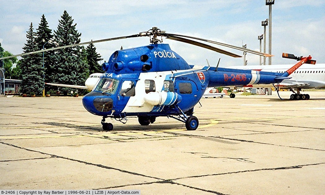 B-2406, 1984 Mil Mi-2 Hoplite C/N 539006124, Mil Mi-2 Hoplite [539006124] (Slovak Police) Bratislava-M R Stefanik~OM 21/06/1996. Previously with the Czech Police prior to this with the same registration.