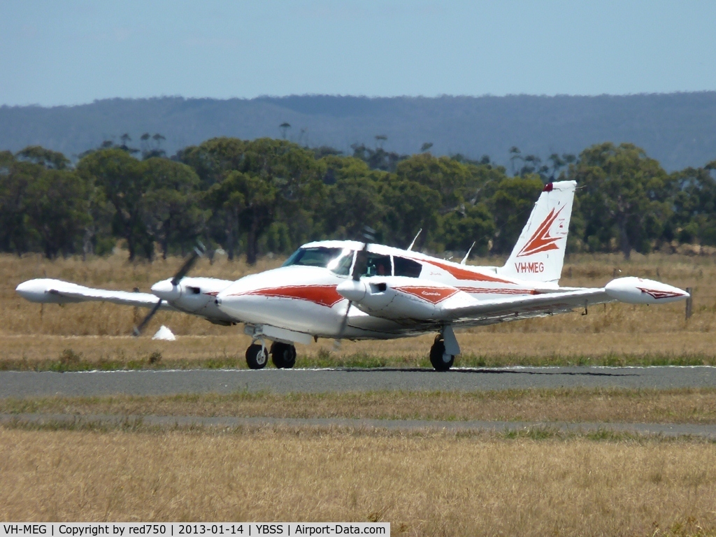 VH-MEG, 1965 Piper PA-30 Twin Comanche C/N 30-781, VH-MEG completing its landing roll on Rwy 09, Bacchus Marsh