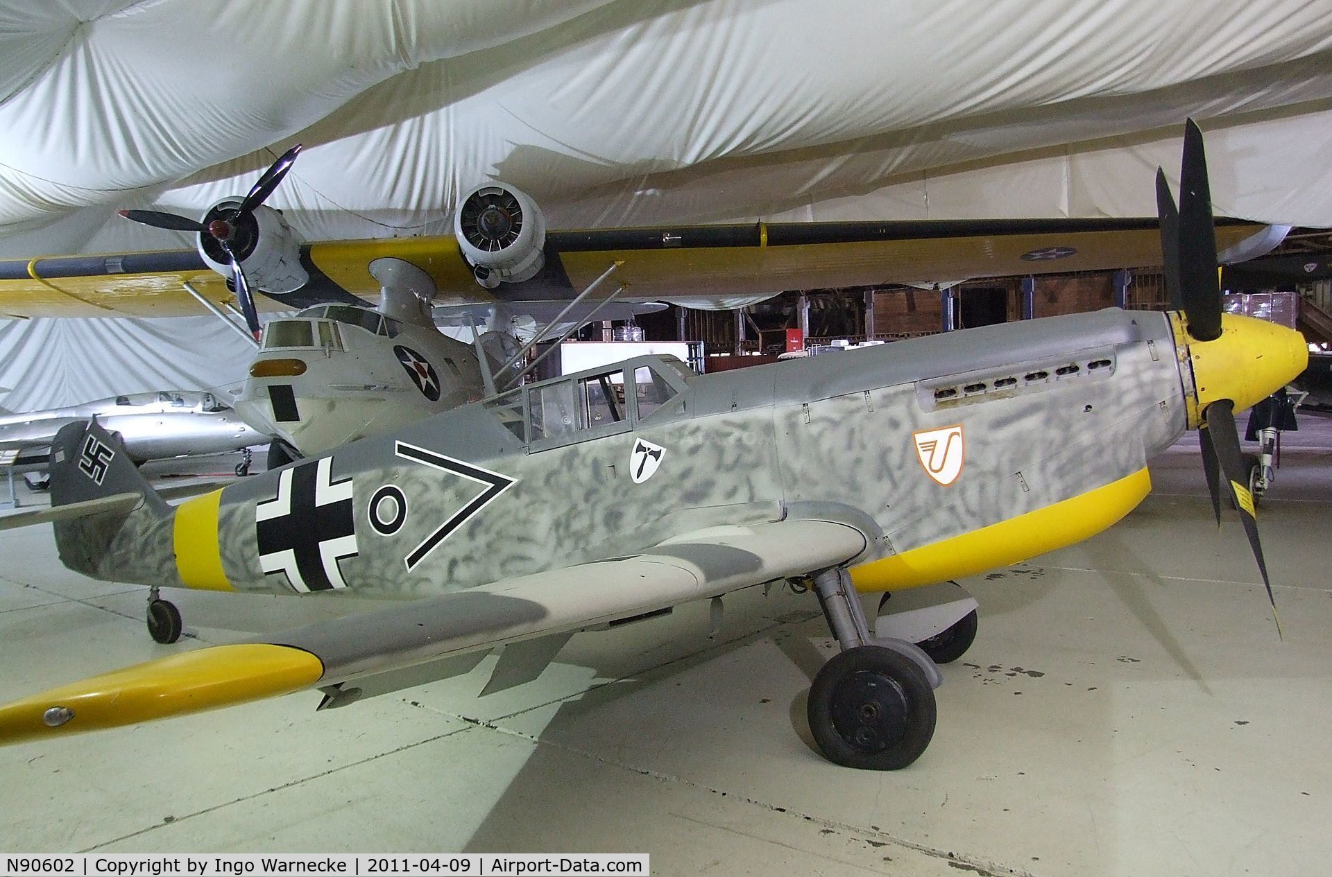 N90602, Messerschmitt Bf-109 C/N 193, Hispano Aviacion HA-1112 M1L Buchon (spanish Bf 109 with R-R Merlin engine) at the Tillamook Air Museum, Tillamook OR