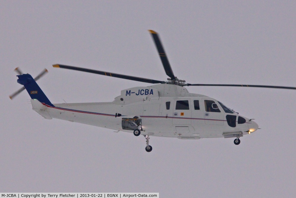 M-JCBA, 2011 Sikorsky S-76C C/N 760807, JCB Excavator's Sikorsky S-76C, c/n: 760807 landing at dusk at East Midlands Airport