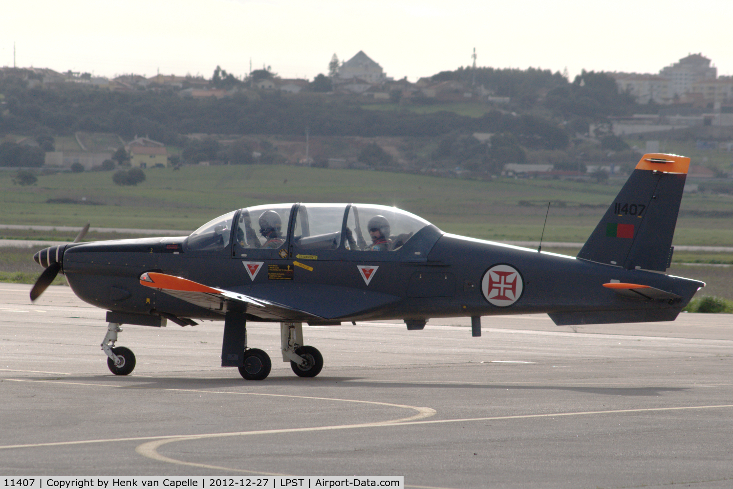 11407, Socata TB-30 Epsilon C/N 164, An Epsilon trainer of the Portuguese Air Force taxying at Sintra air force base.
