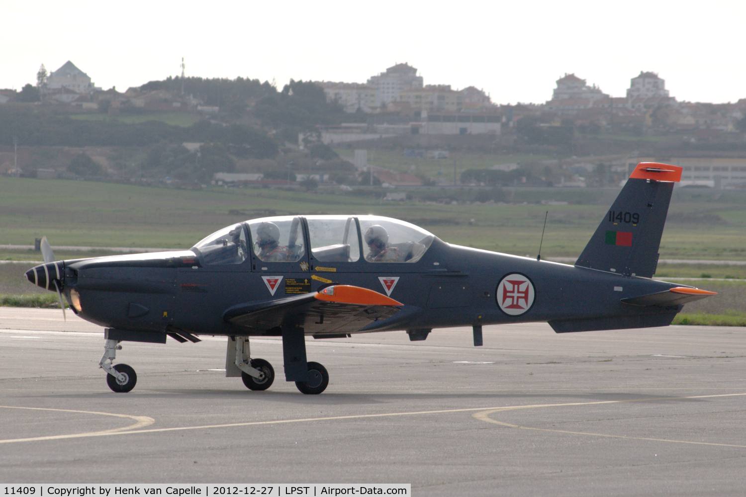 11409, Socata TB-30 Epsilon C/N 166, An Epsilon trainer of the Portuguese Air Force taxying at Sintra air force base.