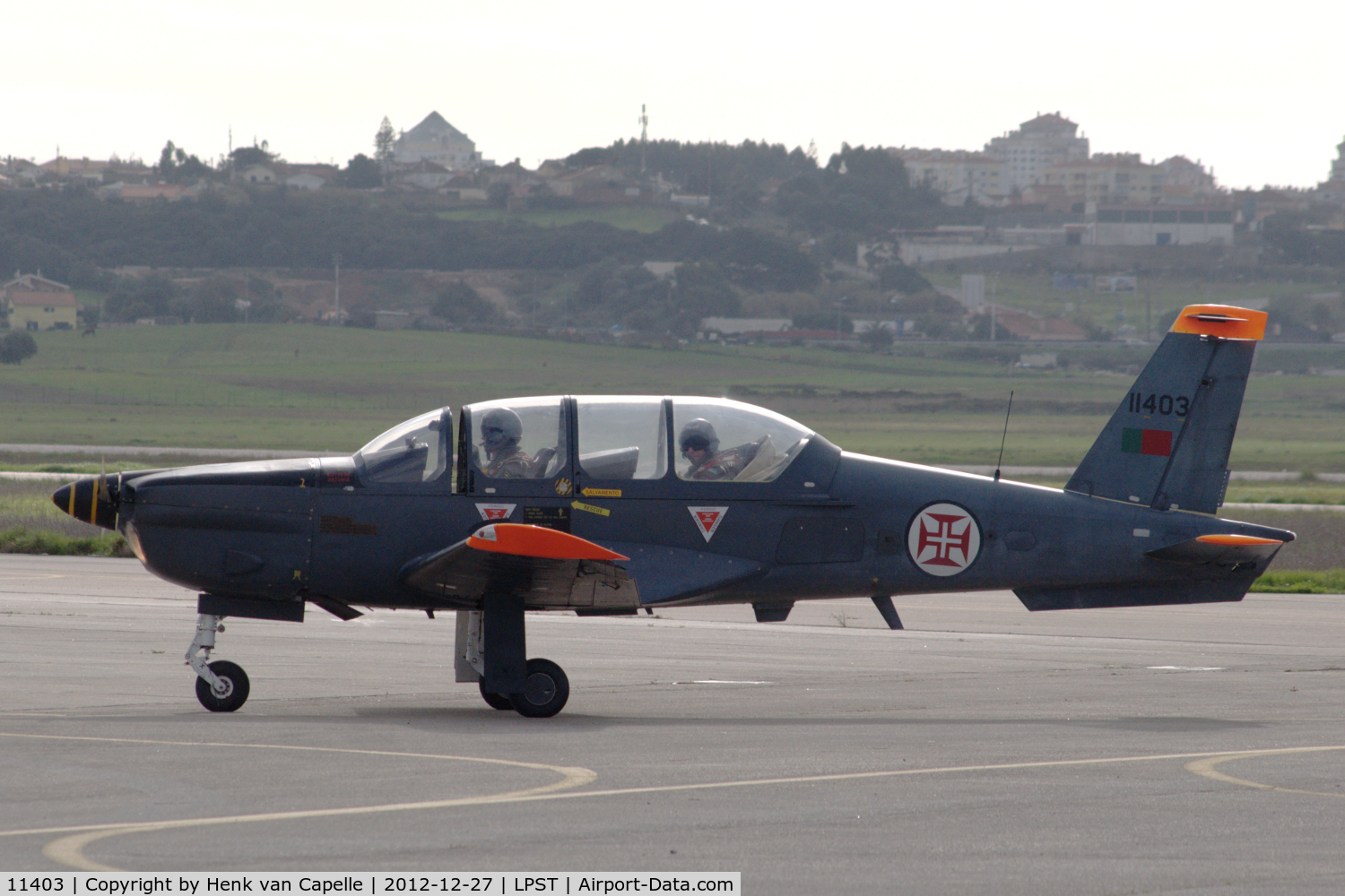 11403, Socata TB-30 Epsilon C/N 157, An Epsilon trainer of the Portuguese Air Force taxying at Sintra air force base.