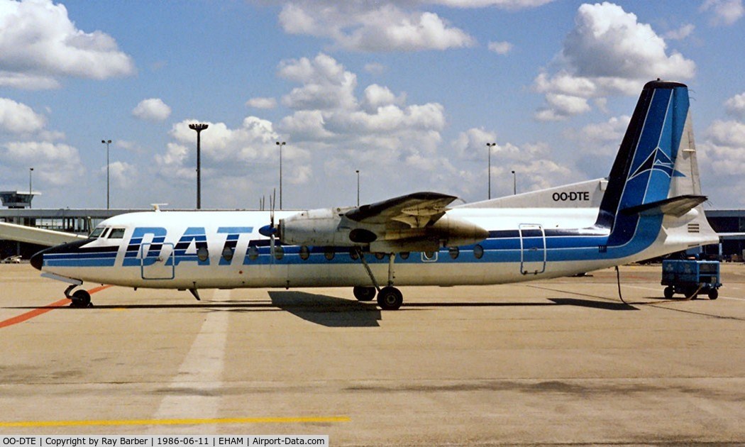 OO-DTE, 1967 Fairchild Hiller FH-227B C/N 534, Fairchild Hiller FH-227B [534] (DAT-Delta Air Transport) Schiphol~PH 11/06/1986.