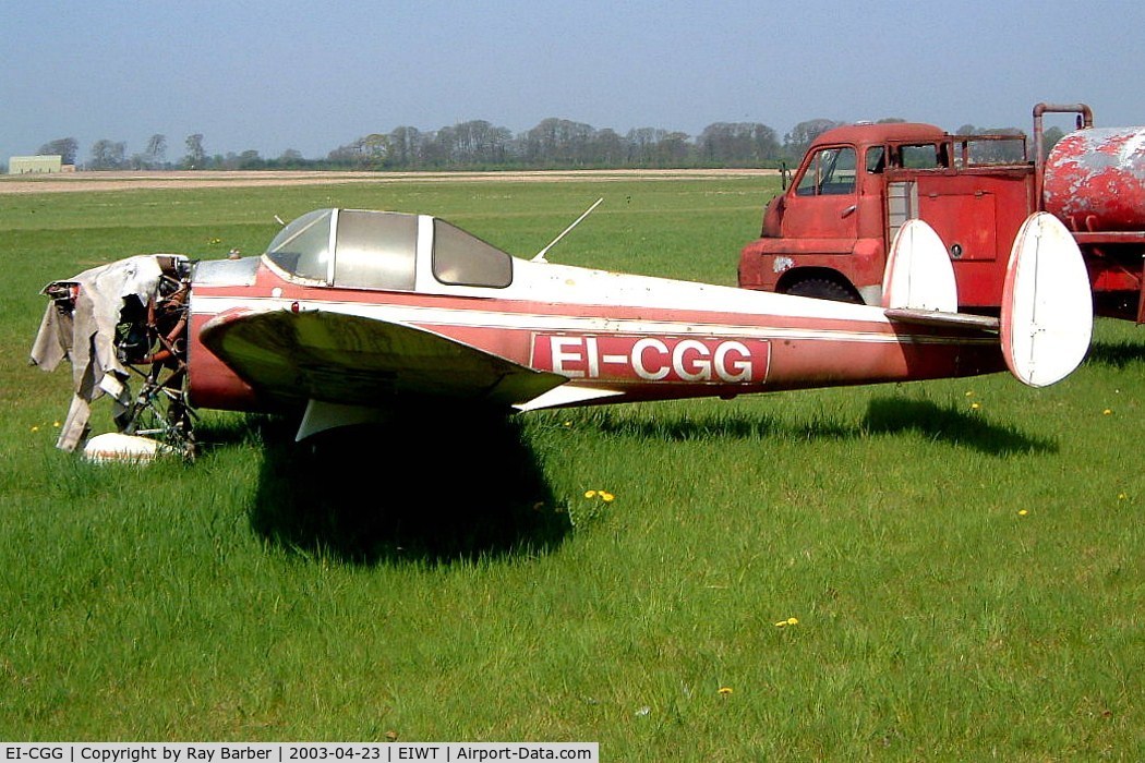 EI-CGG, 1946 Erco 415C Ercoupe C/N 3147, Erco 415C Ercoupe [3147] Weston~EI 23/04/2003 Stored here in worse condition now compared to this shot.