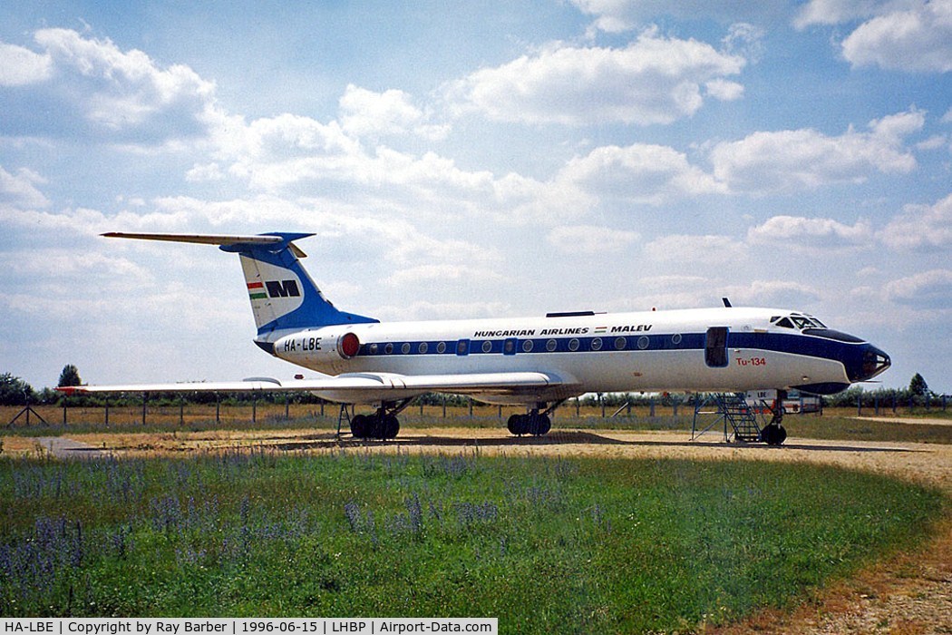 HA-LBE, 1969 Tupolev Tu-134 C/N 8350802, Tupolev Tu-134A [9350802] (Malev) Budapest-Feriheghy~HA 15/06/1996