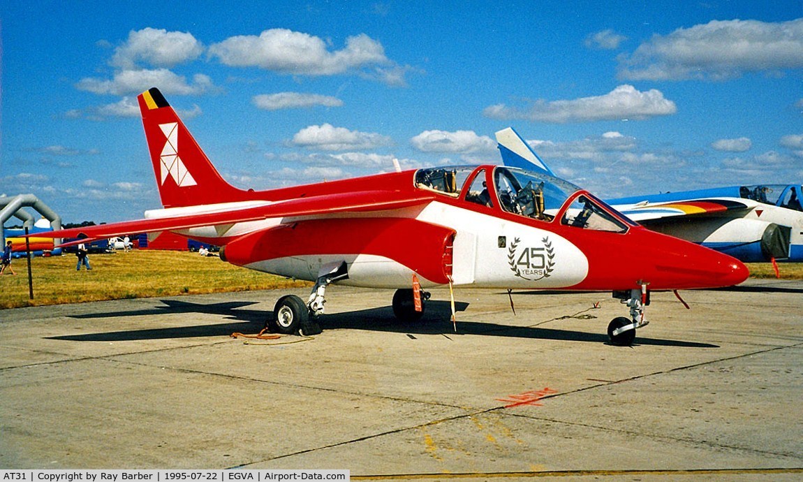 AT31, Dassault-Dornier Alpha Jet 1B C/N B31/1142, Dassault-Dornier Alpha Jet 1B+ [1142] (Belgian AF) RAF Fairford~G 22/07/1995