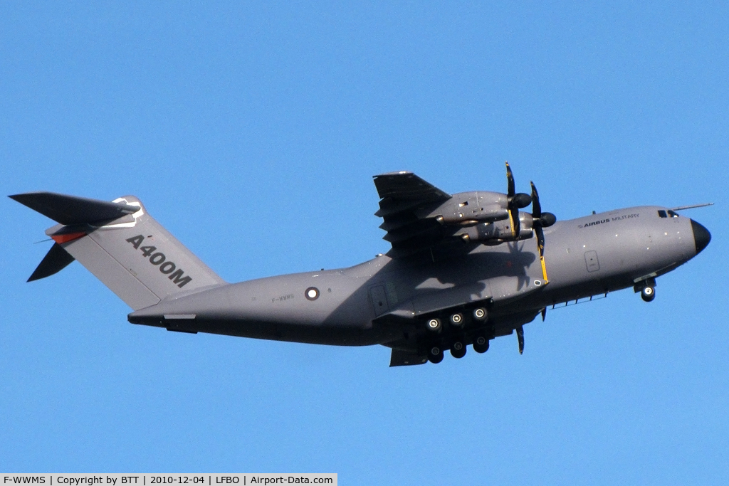 F-WWMS, 2010 Airbus A400M Atlas C/N 003, Landing gear down during a test flight of nearly two hours