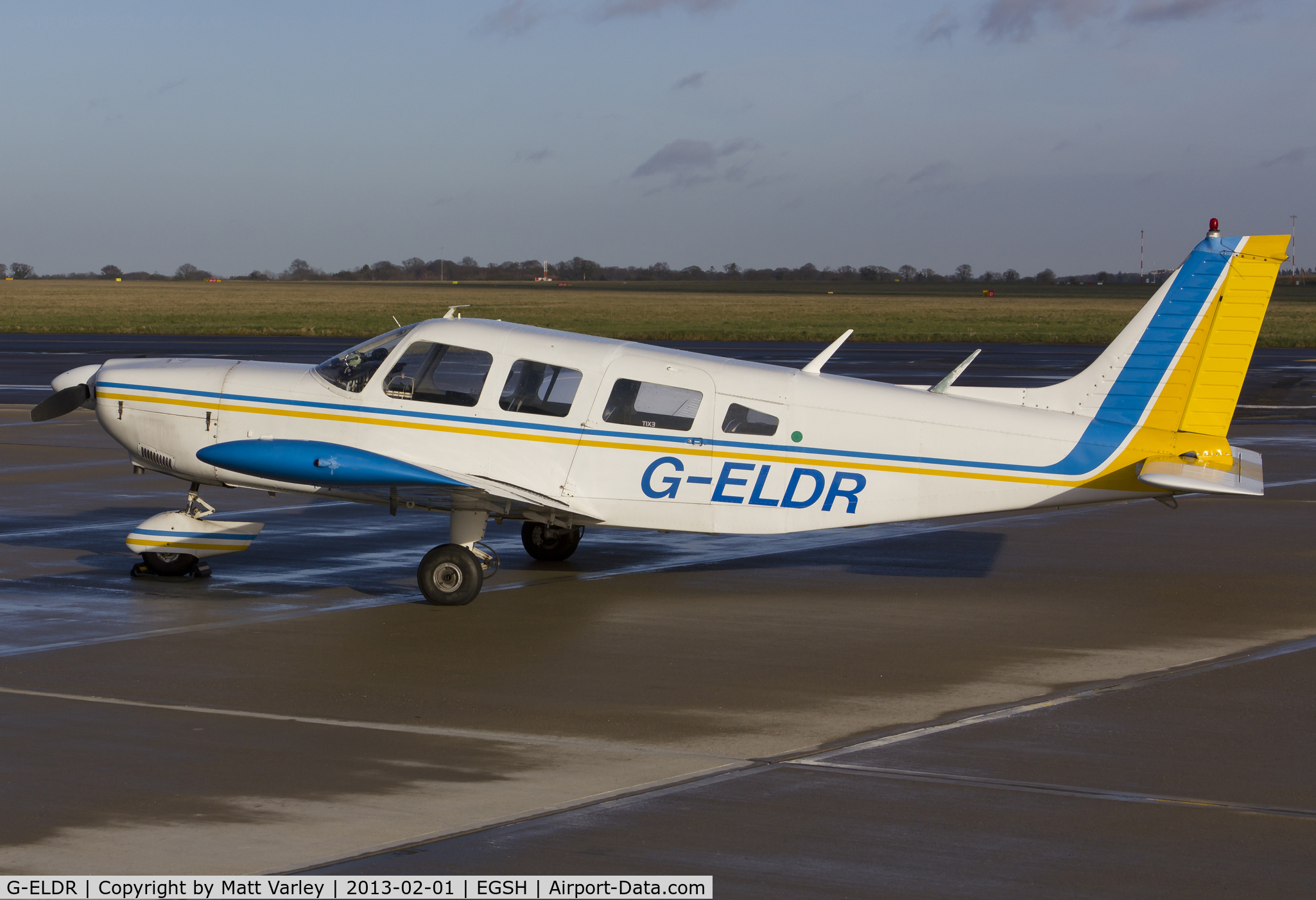 G-ELDR, 1974 Piper PA-32-260 Cherokee Six Cherokee Six C/N 32-7400027, Sat on stand at SaxonAir.