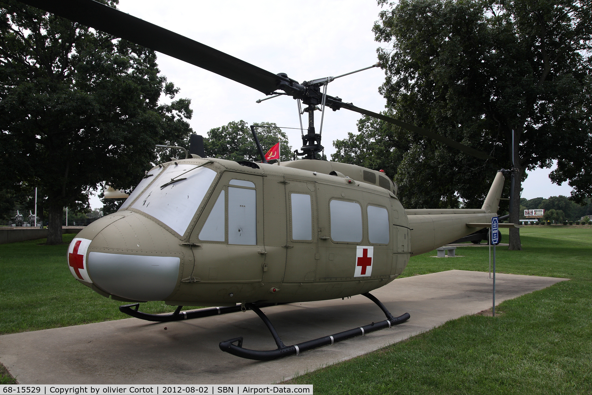 68-15529, 1968 Bell UH-1V Iroquois C/N 10459, displayed with some tanks, missiles and a T-33 at the military honor park, South Bend airport.