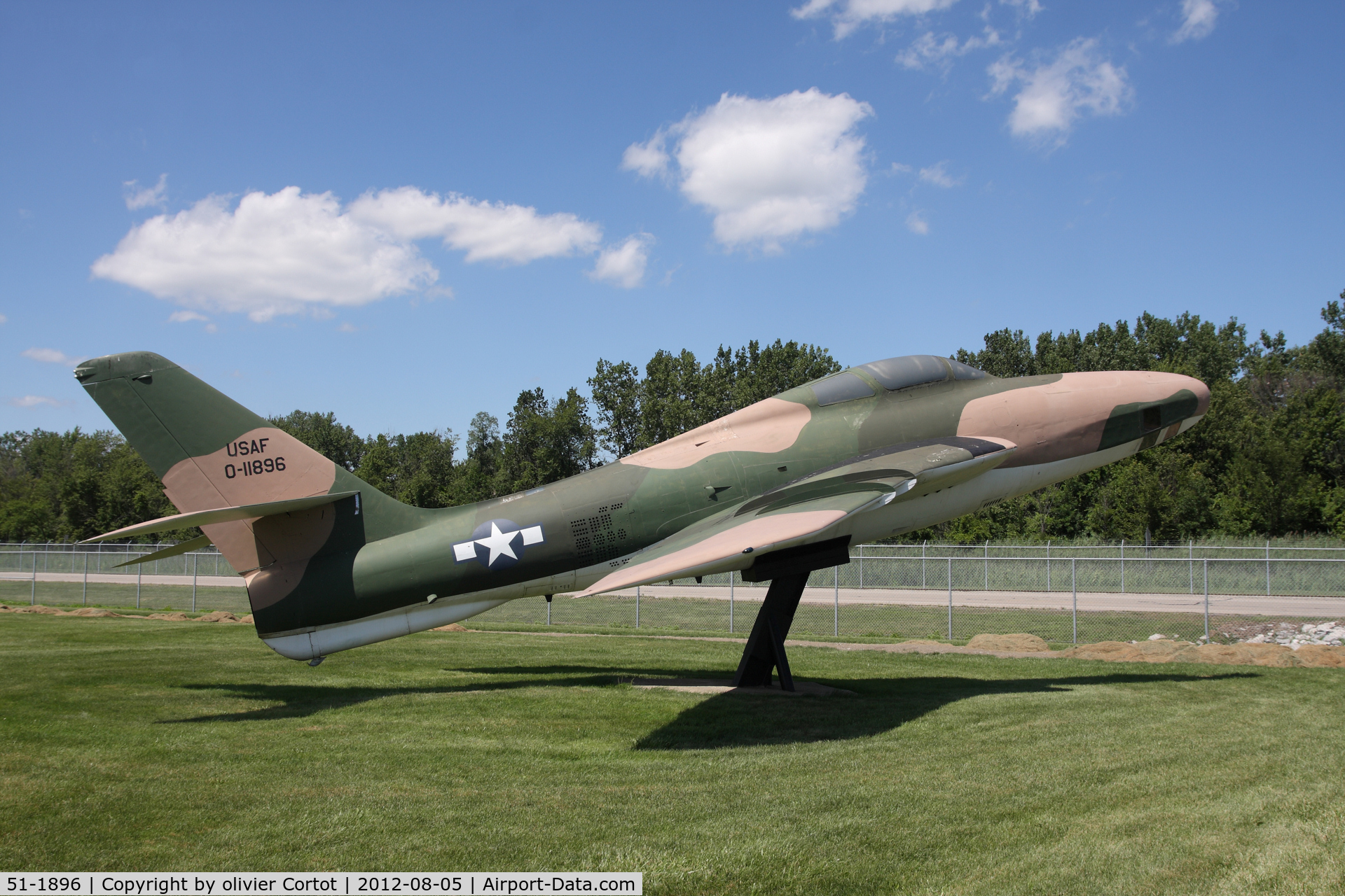 51-1896, 1951 Republic RF-84F Thunderflash C/N Not found 51-1896, on pylon at the Selfridge air museum