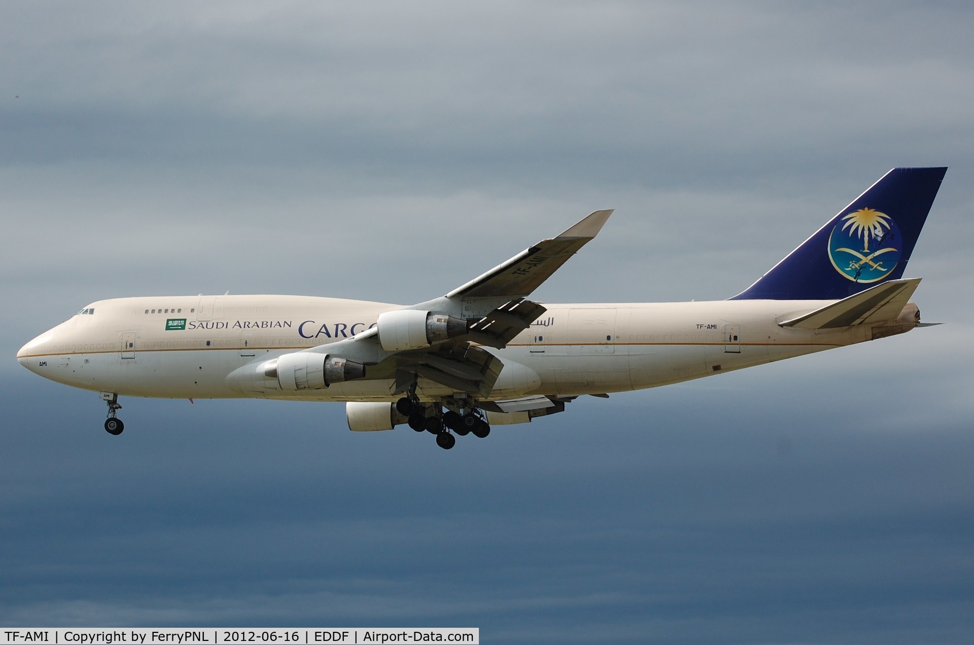 TF-AMI, 1992 Boeing 747-412 C/N 27066, Saudia B744 freighter arriving in FRA