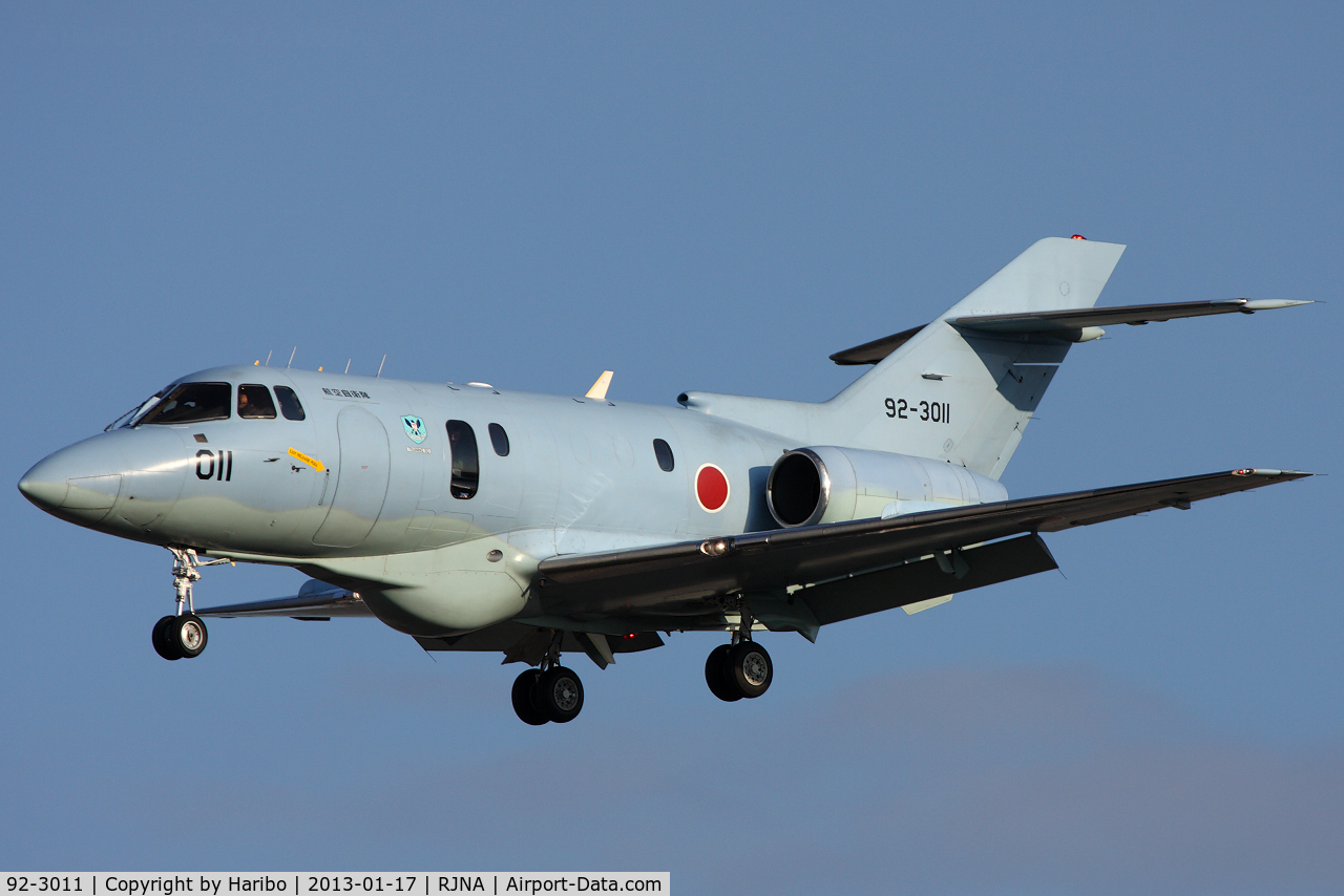 92-3011, 1999 Raytheon U-125A C/N 258348, A search and rescue aircraft belonging to the Training SQ of JASDF Air Rescue Wing.