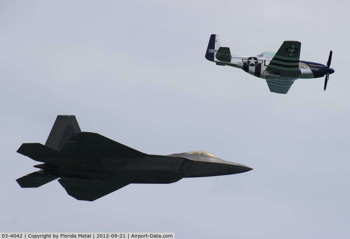 03-4042, 2003 Lockheed Martin F/A-22A Raptor C/N 4042, F-22 heritage flight with P-51D Crazy Horse