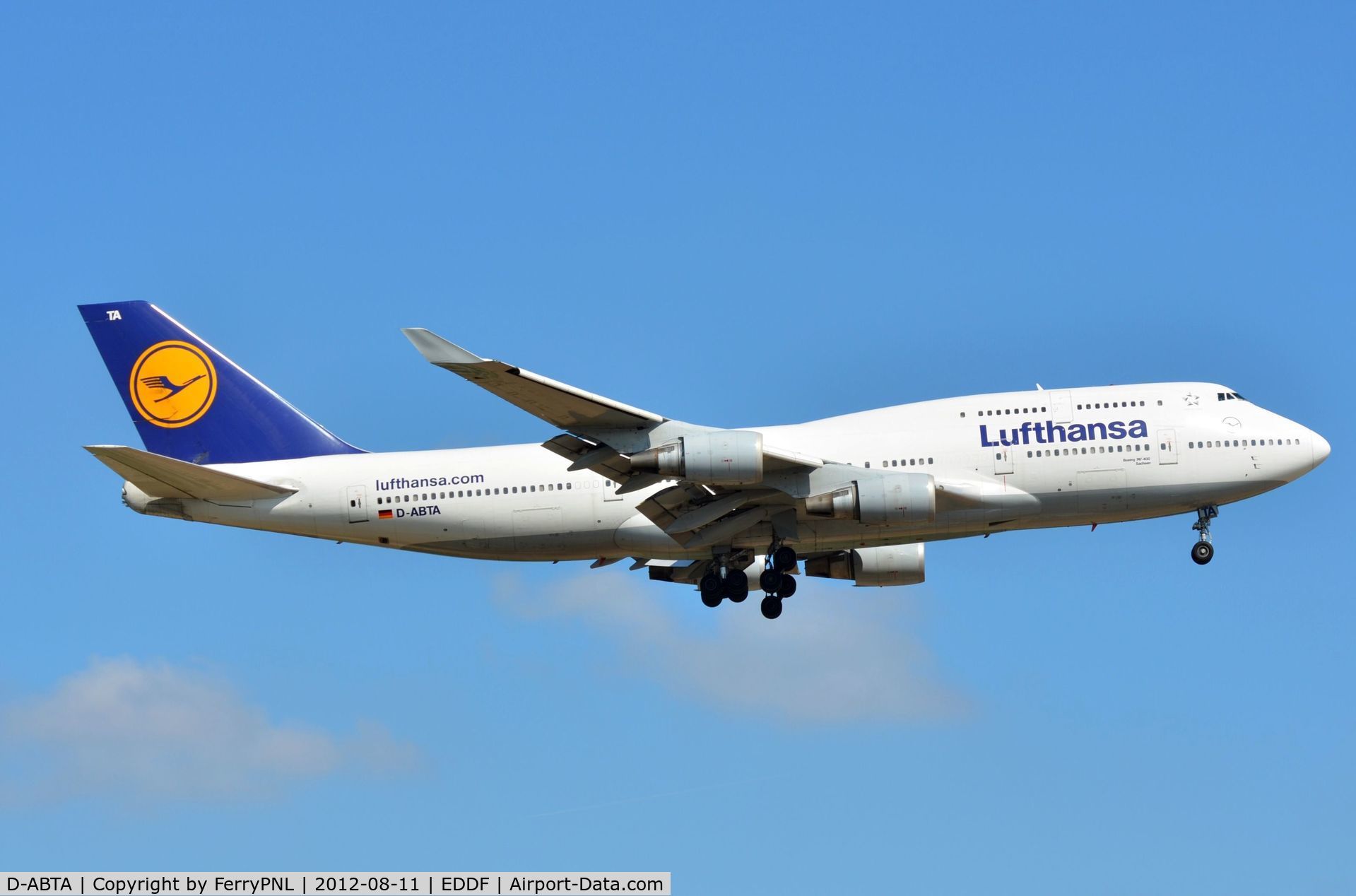 D-ABTA, 1989 Boeing 747-430M C/N 24285, Lufthansa B774 landing in FRA