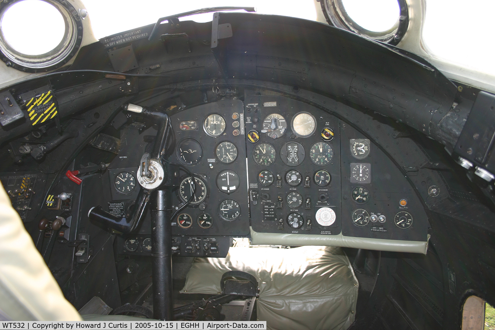 WT532, English Electric Canberra PR.7 C/N EEP71449, Cockpit view of this aircraft preserved at the Bournemouth Aviation Museum.