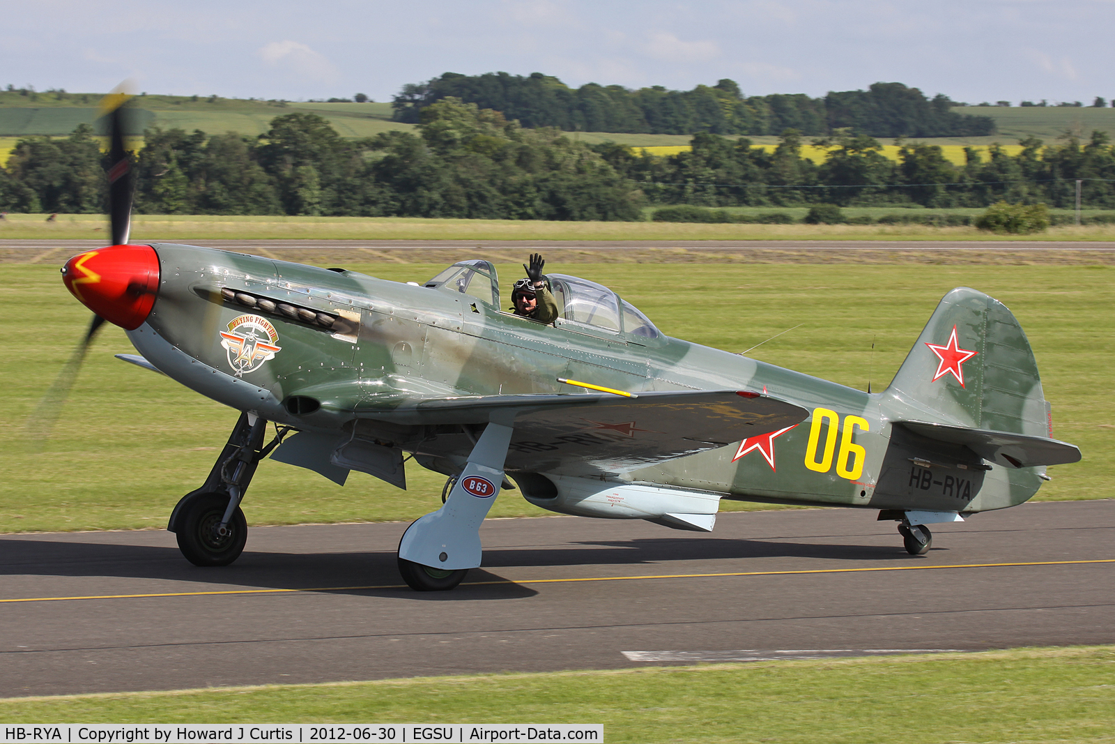 HB-RYA, Yakovlev Yak-9UM C/N 0470406, At Flying Legends 2012. Taxiing back after the last display.