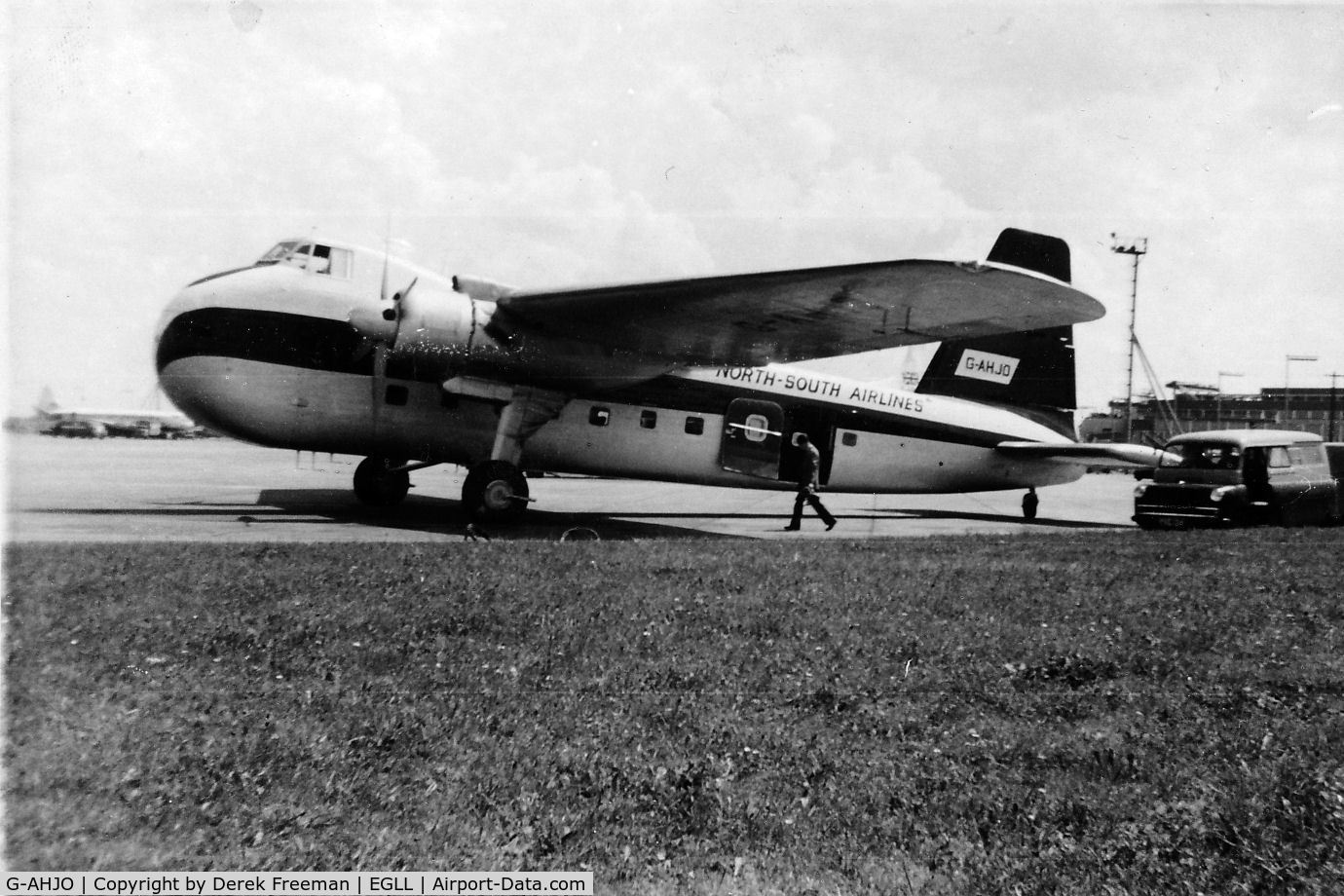 G-AHJO, Bristol 170 Freighter Mk.21P C/N 12747, Taken at Heathrow around 1962