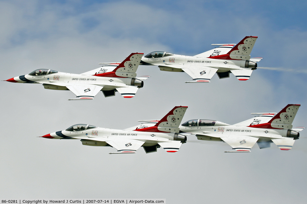 86-0281, 1986 General Dynamics F-16C Fighting Falcon C/N 5C-387, RIAT 2007. The Thunderbirds.