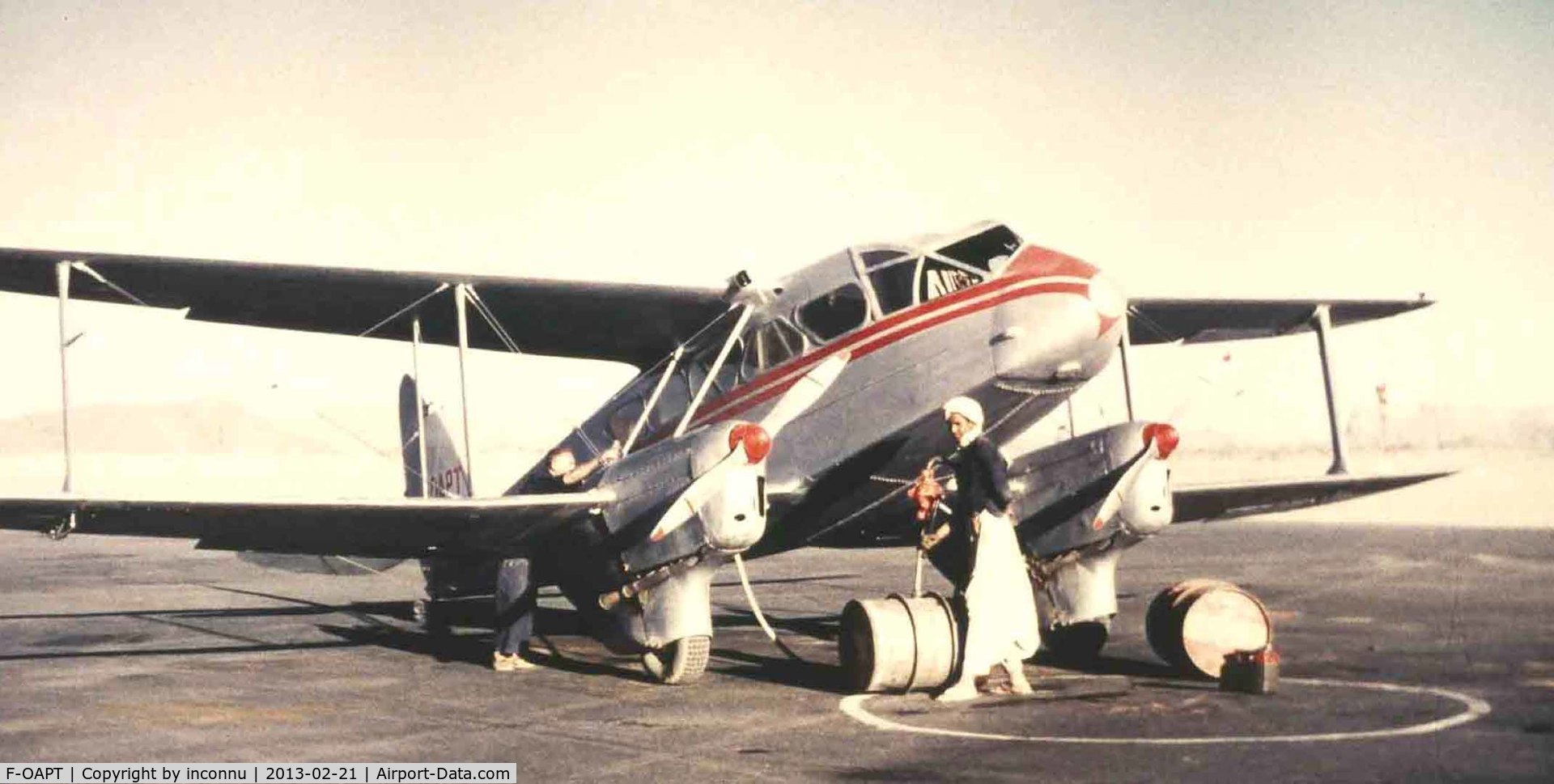 F-OAPT, 1939 De Havilland DH-89A Dragon Rapide C/N 6447, Dragon en exploitation au Sahara.
Propriétée de S.G.A.A. et exploité par C.T.A. Compagnie de Transports en Algérie