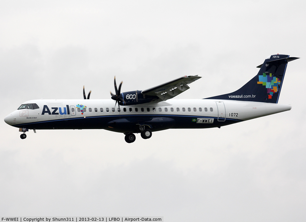 F-WWEI, 2013 ATR 72-600 (72-212A) C/N 1072, C/n 1072 - To be PR-AQF