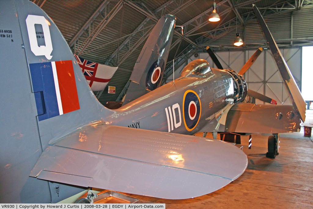 VR930, 1948 Hawker Sea Fury FB.11 C/N Not found VR930, Coded 110/Q. RNHF.