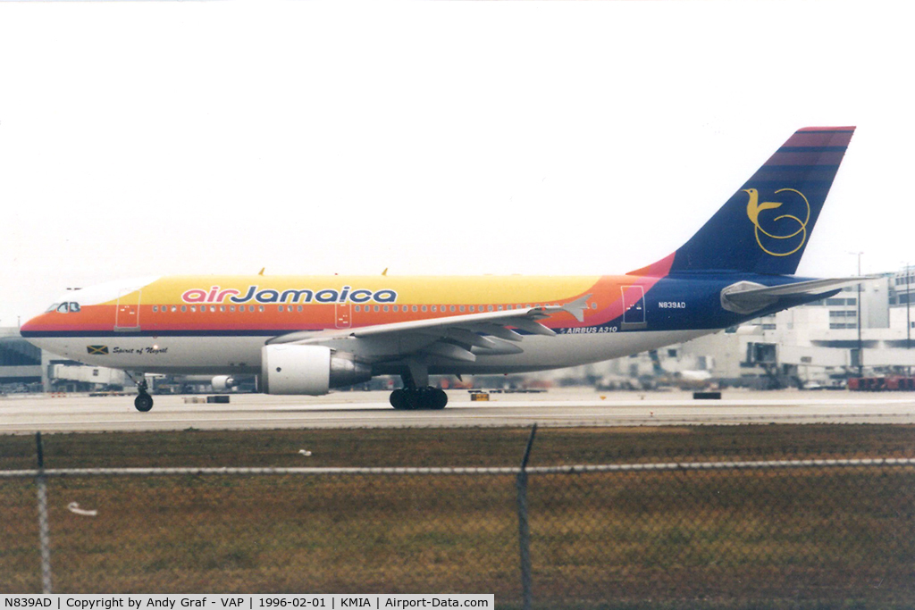 N839AD, 1993 Airbus A310-324 C/N 678, Air Jamaica A310-300