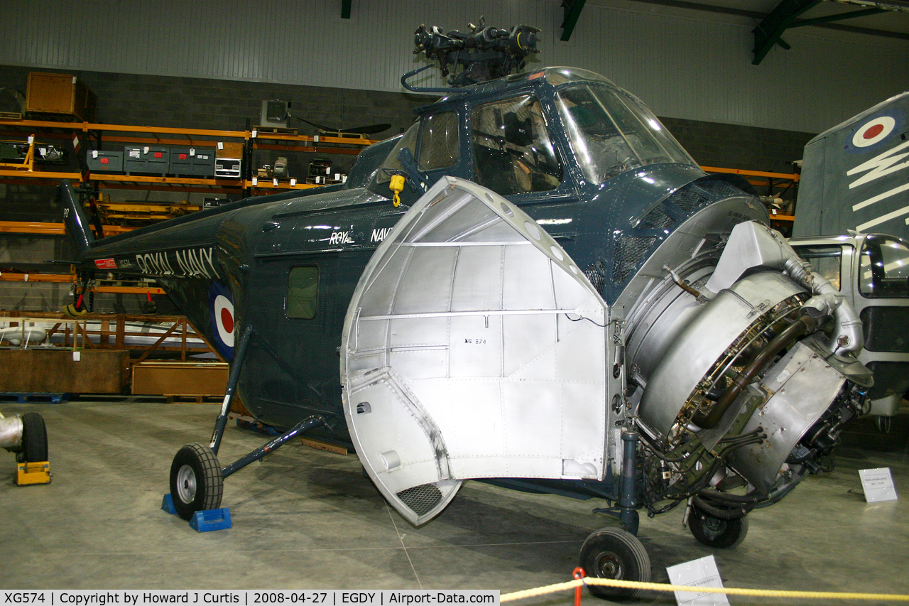XG574, 1955 Westland Whirlwind HAR.3 C/N WA69, Royal Navy. In the FAA Museum's Cobham Hall storage and restoration facility.