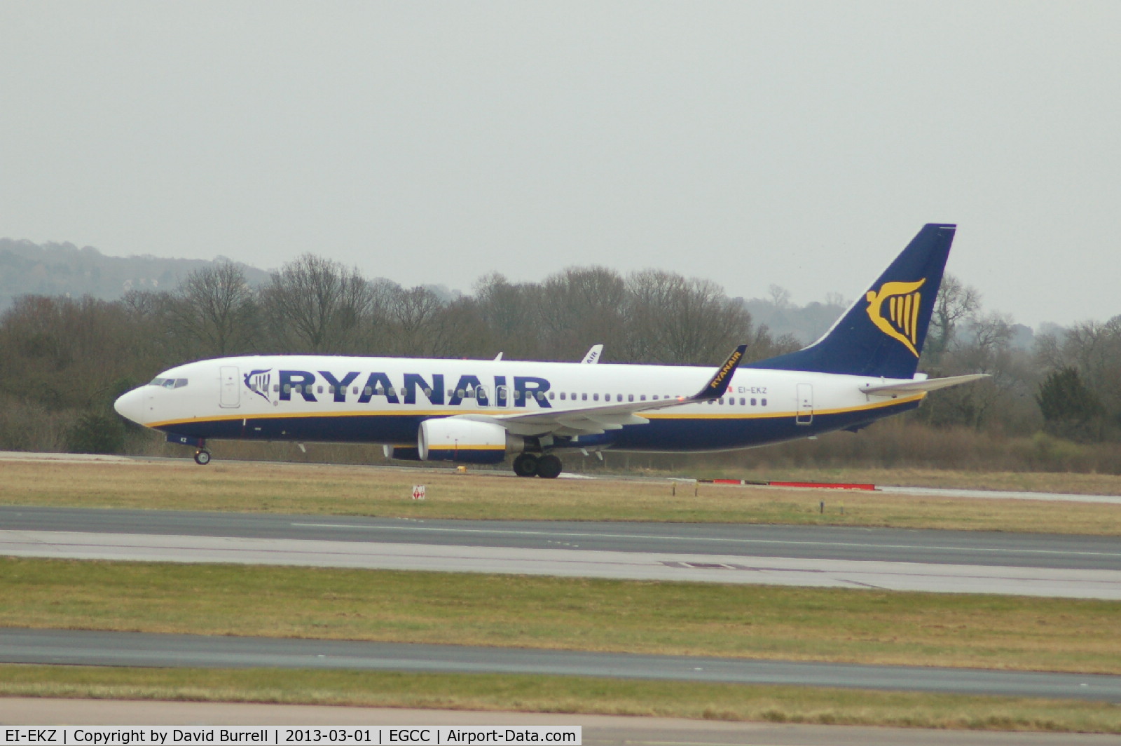 EI-EKZ, 2010 Boeing 737-8AS C/N 38508, Ryanair Boeing 737 landed at Manchester Airport.