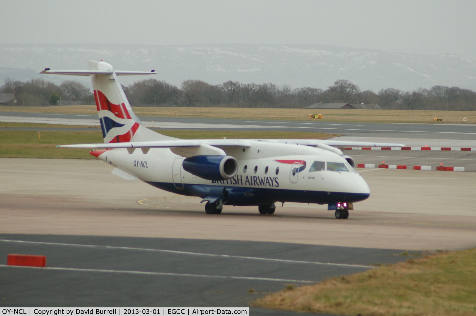 OY-NCL, 2001 Fairchild Dornier 328-310 328JET C/N 3192, British Airways Dornier 328-310 taxiing at Manchester Airport