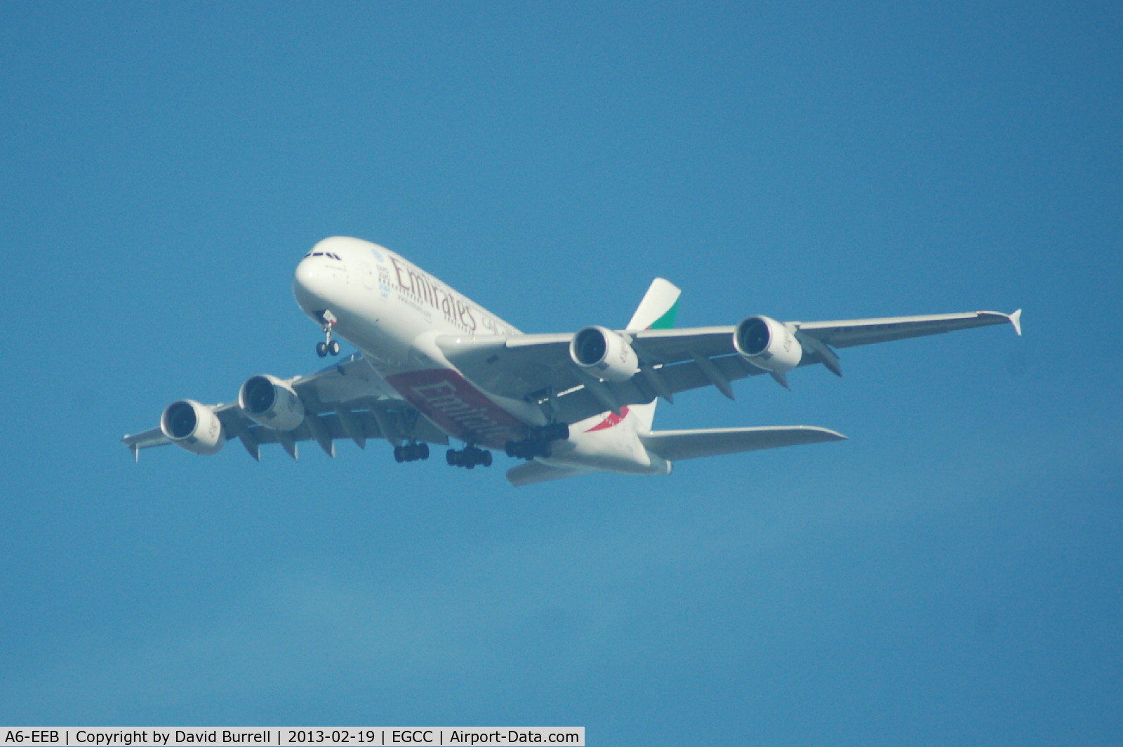 A6-EEB, 2012 Airbus A380-861 C/N 109, Emirates Airbus A380 on Approach to Manchester Airport