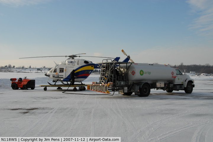 N118WS, 1984 Eurocopter-Kawasaki BK-117A-3 C/N 7030, ueling At home base Akron-Fulton Airport