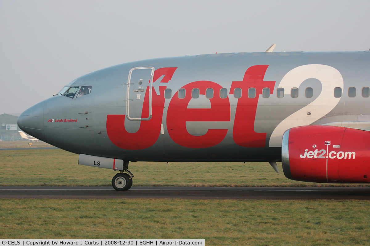 G-CELS, 1986 Boeing 737-377 C/N 23660, Jet2; close up of the nose.