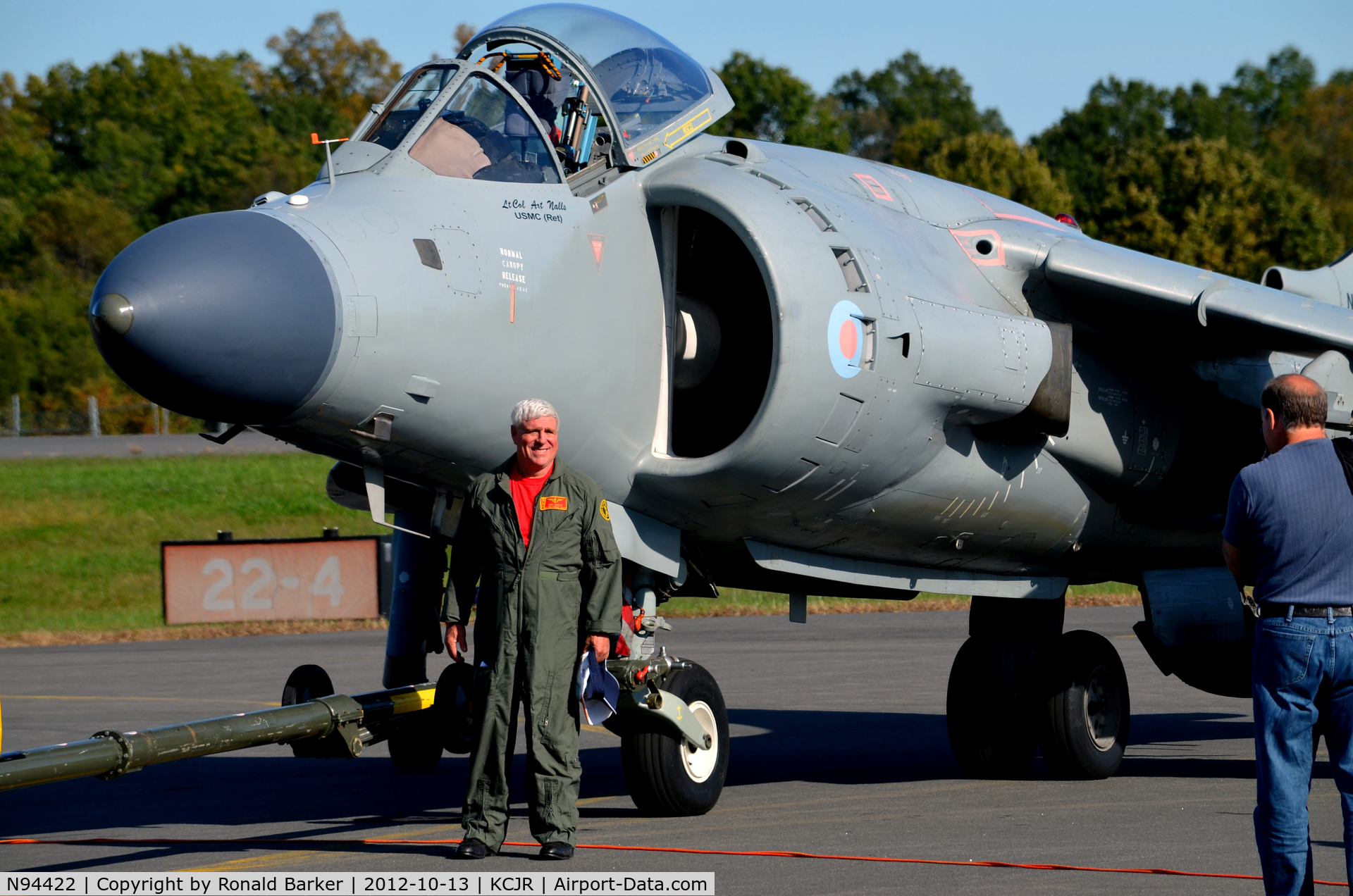 N94422, 1979 British Aerospace Sea Harrier F/A.2 C/N 41H-912002/DB2, The pilot and his steed - Culpeper Air Fest 2012